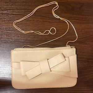 Tan Bow Clutch